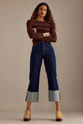 The Scotty Cuffed High-Rise Straight-Leg Jeans by Pilcro | Anthropologie (UK)