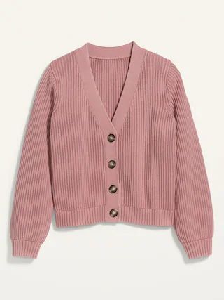 Acid-Wash Shaker-Stitch Button-Front Cardigan Sweater for Women | Old Navy (US)