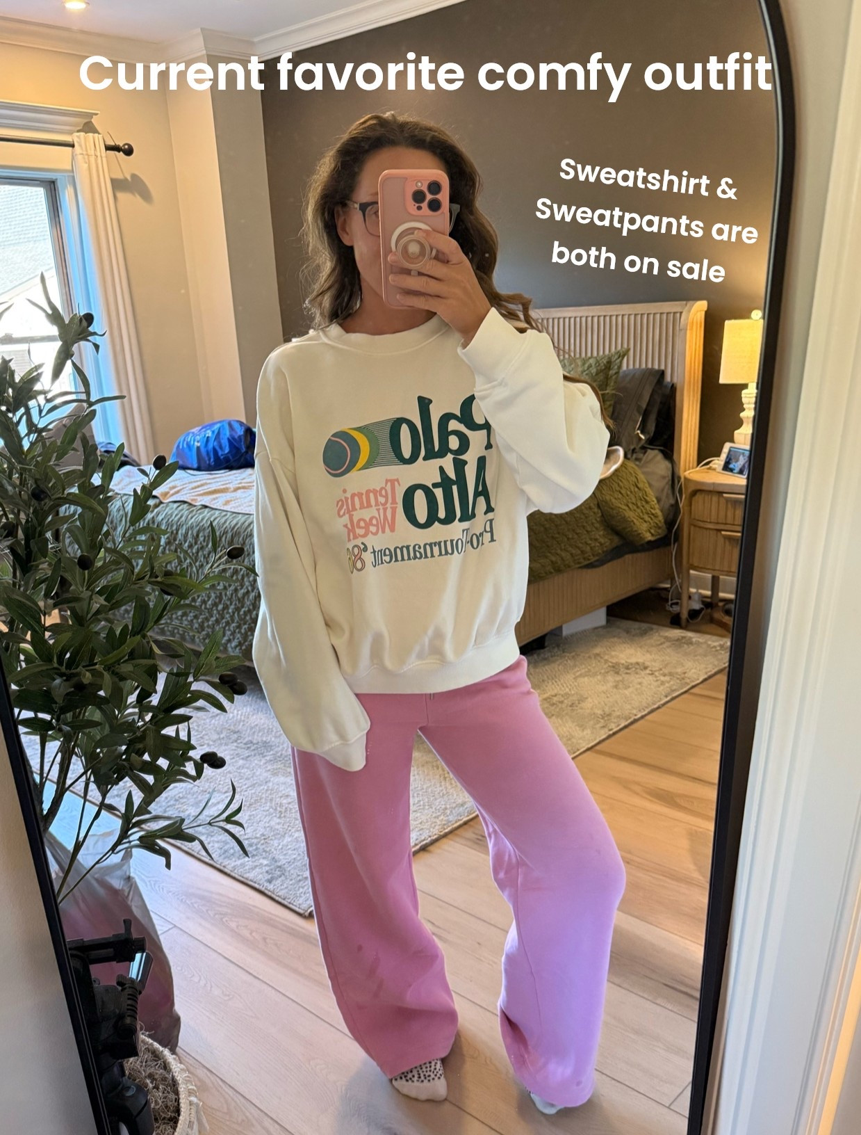 Cute & comfy outfit 💕 Currently my favorite cozy look to throw on when I get home. Both my sweatshirt & sweatpants are on sale right now

#LTKmomlife #LTKgrwm #LTKSeasonal