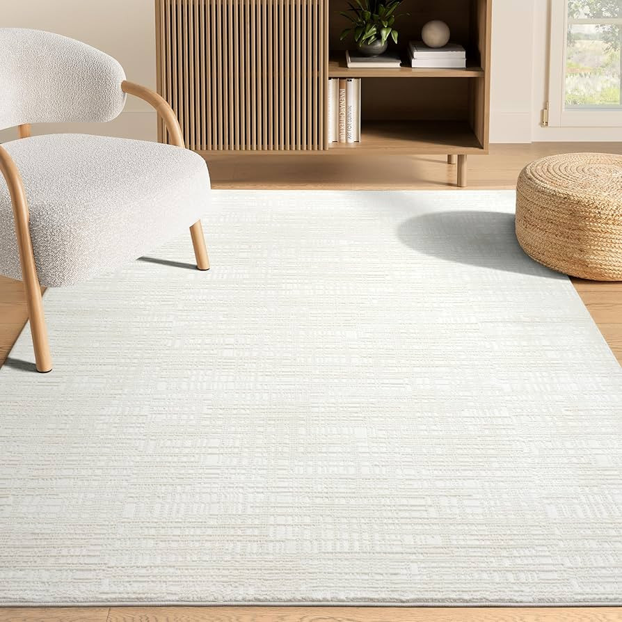 Abani Cream Area Rug - 6' x 9' - Living Room & Bedroom - Textured Weave Design - Indoor Use - Eas... | Amazon (US)