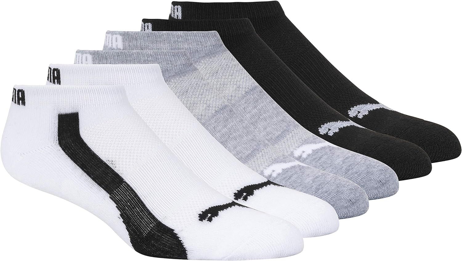 PUMA Women's 6 Pack Low Cut Socks, Black/White/Grey, 11-Sep US | Amazon (US)