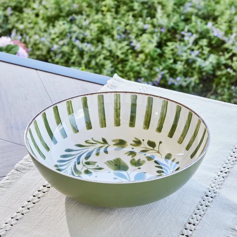 Better Homes & Gardens 12-inch Bamboo Melamine Serve Bowl, Green | Walmart (US)
