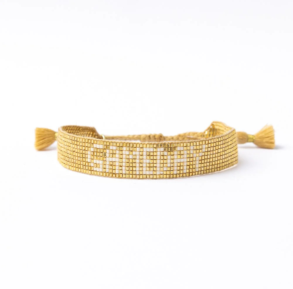 Game Day Adjustable Beaded Bracelet Gold | INK+ALLOY