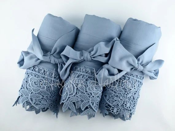 PERIWINKLE blue Cotton Robe matching LUX lace trim -Monogrammable | sizes XS thru 3XL, child size... | Etsy (US)