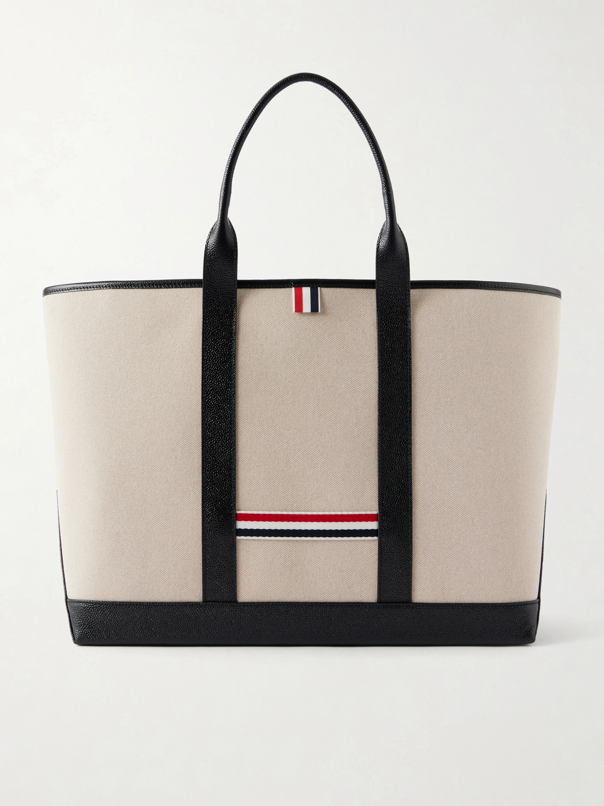 Thom Browne - Tool Leather And Grosgrain-trimmed Canvas Tote - Black | NET-A-PORTER (US)