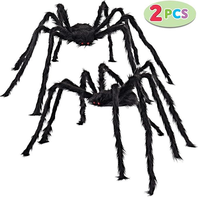 JOYIN 2 Pack 5 Ft. Halloween Outdoor Decorations Hairy Spider (Black) | Amazon (US)