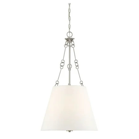 Savoy House 7-2201-4-SN Austin 4 Light Satin Nickel Pendant with a White Fabric Shade (18 W x 33 H) | Walmart (US)