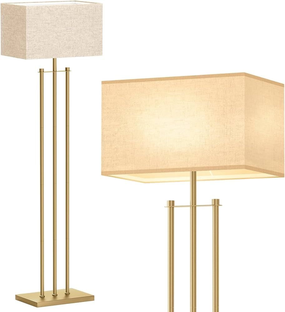 addlon Gold Floor Lamps for Living Room, Tall Modern Standing lamp with Linen Shade, Decorative S... | Amazon (US)