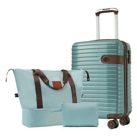 EUROCO 3 Piece Luggage Set, 20" Carry-on Suitcase with TSA Lock and Spinner Wheels, Lightweight Hardshell ABS Suitcase Set for Men Women,Blue | Walmart (US)