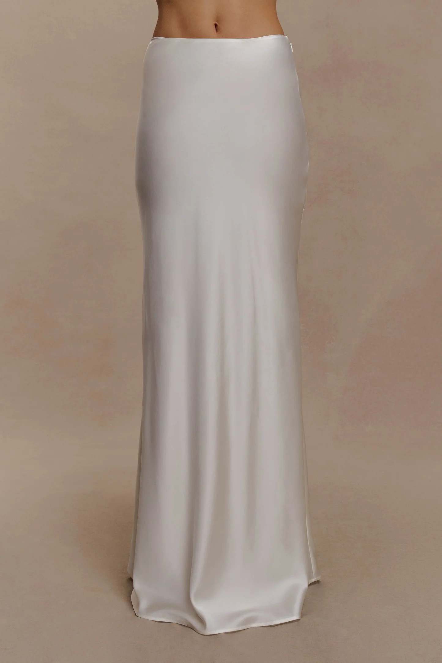 Silk Blend Maxi Skirt - Ivory | MESHKI US