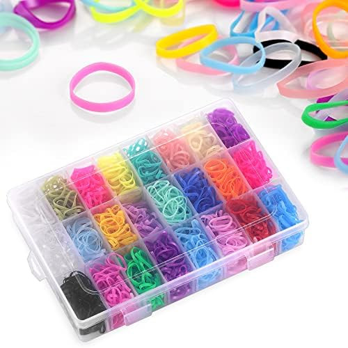 Hair Rubber Bands, Funtopia 1500 Pcs Small Elastic Hair Ties with Organizer Box Colorful Hair Tie... | Amazon (US)