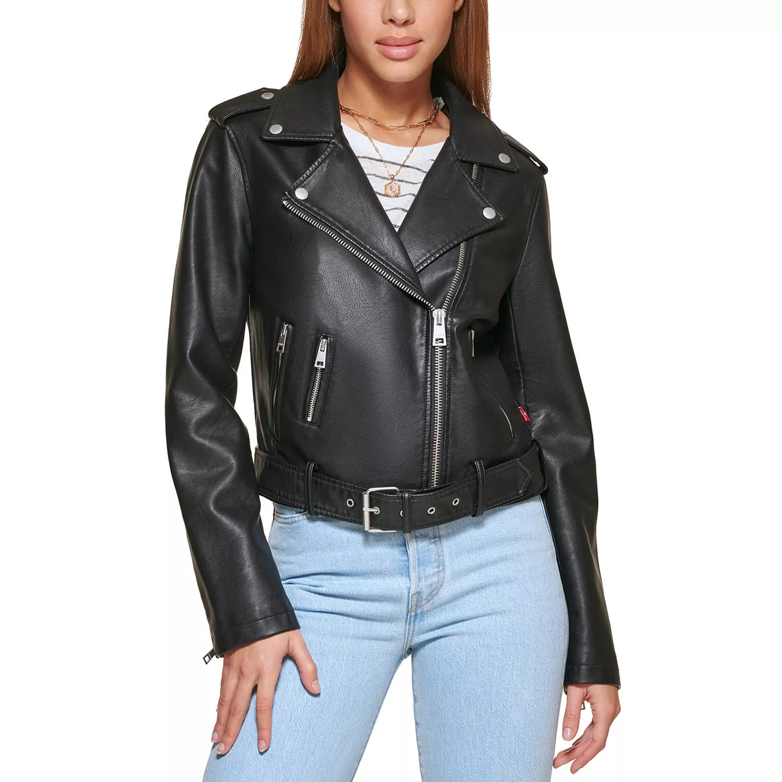Women's Levi's® Belted Faux Leather Motorcycle Jacket, Size: Small, Black | Kohl's