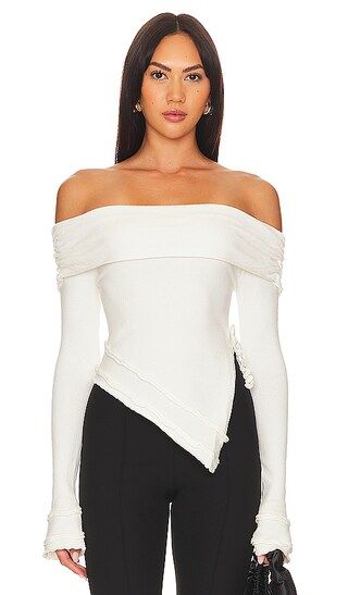 Soler Fold Over Knit Top in White | Revolve Clothing (Global)