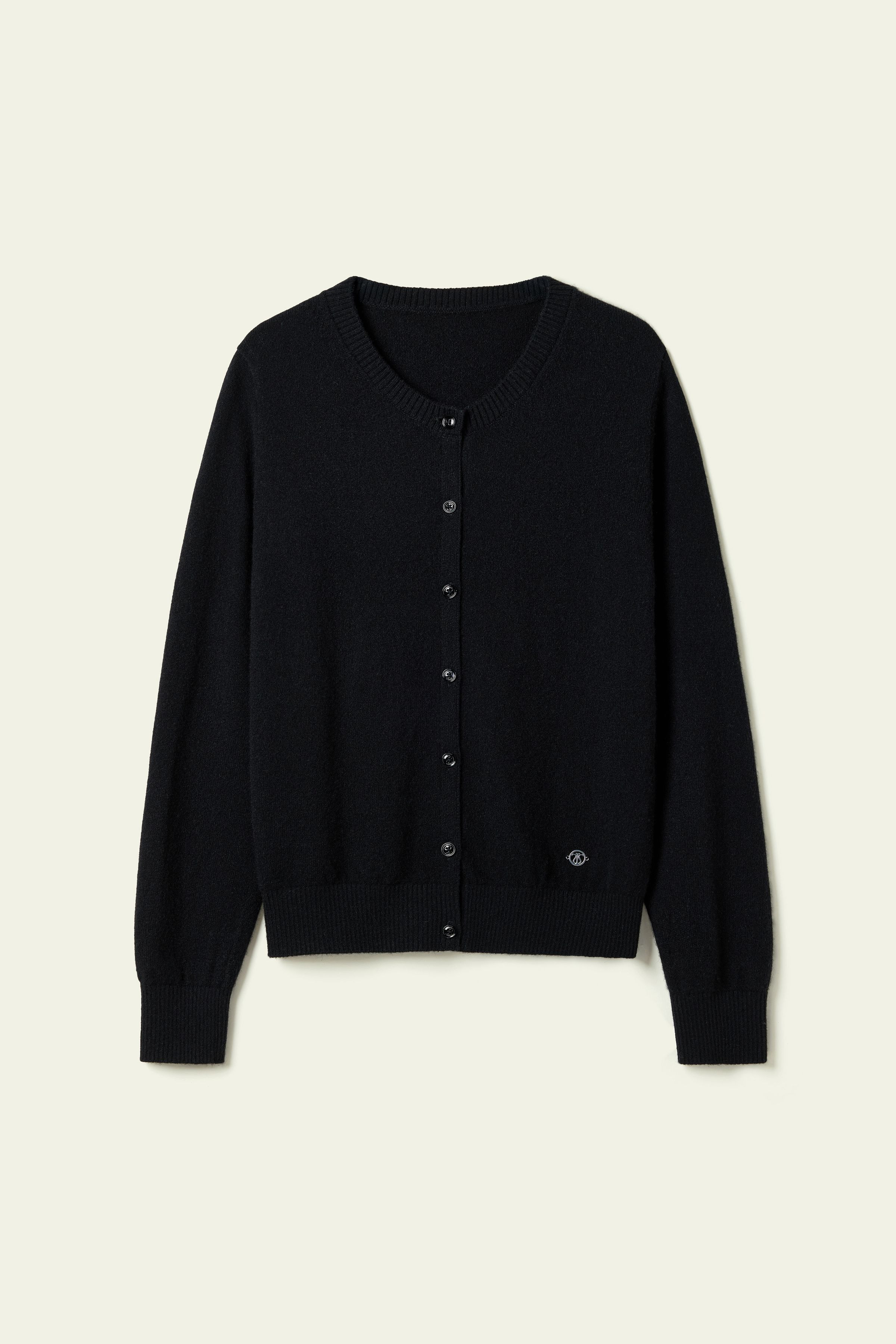 Cashmere Fitted Crew Neck Cardigan | LilySilk