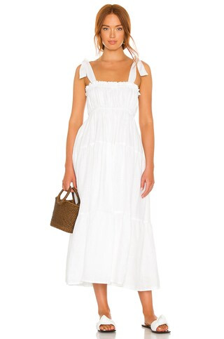 FAITHFULL THE BRAND Bellamy Midi Dress in Plain White from Revolve.com | Revolve Clothing (Global)