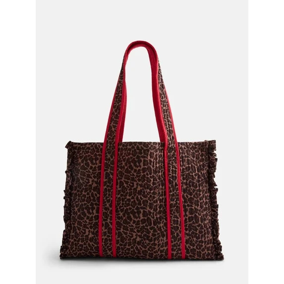 No Boundaries Quilted Tote Bag, Women's, Leopard | Walmart (US)
