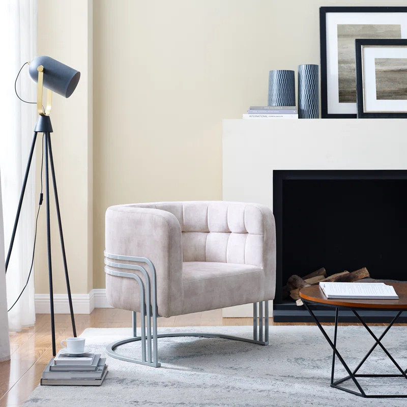 Keilani 30.51'' Wide Tufted Velvet Barrel Chair | Wayfair North America