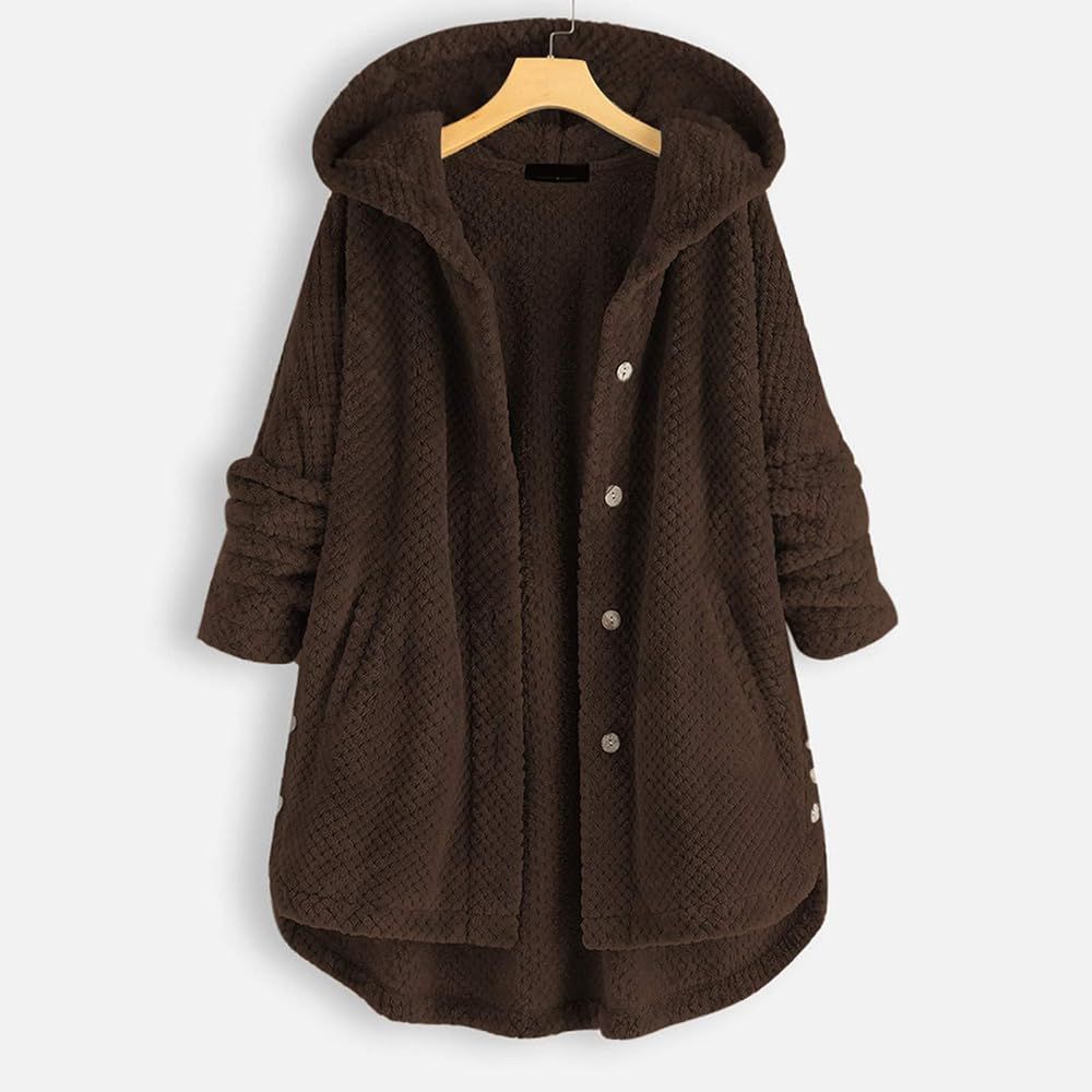 2024 Womens Fleece Jacket Winter Warm Fuzzy Hooded Coats Plus Size Casual Plush Cardigan Sweaters... | Amazon (US)