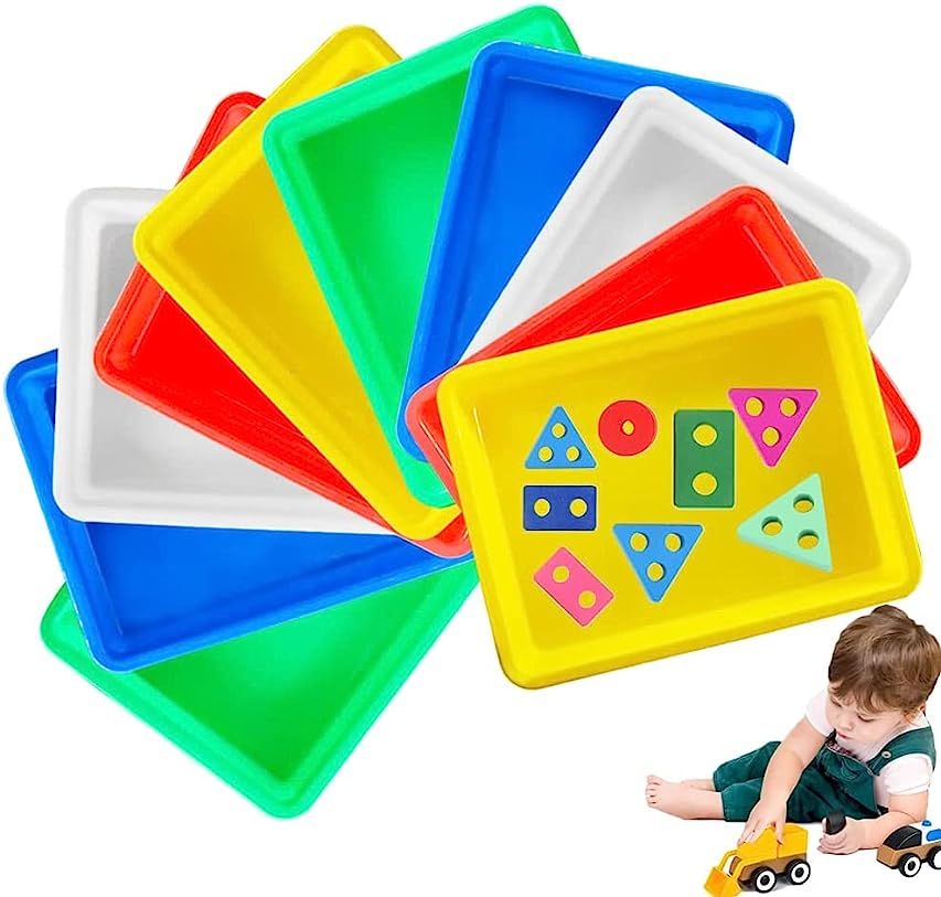 Set of 4 Colors Activity Art Plastic Tray, Crafts Organizer Serving Tray, Great for Home Beads, Pain | Amazon (US)