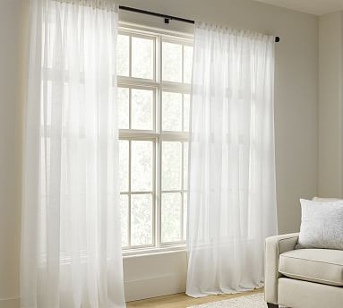 Emery Linen Sheer Curtain | Pottery Barn (US)