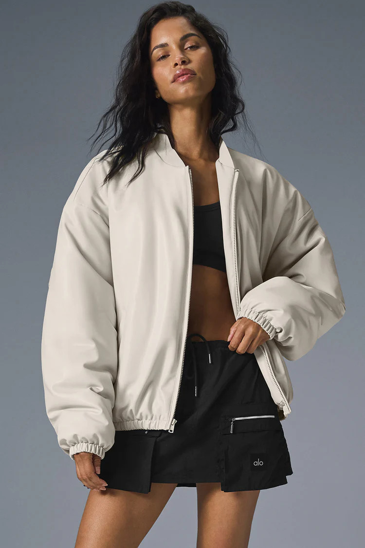 Faux Leather Premier Bomber - Bone | Alo Yoga (US)