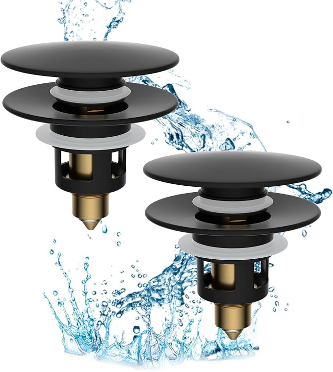 Hibbent 2 Pack All Metal Upgraded Bathroom Sink Stopper, Universal Pop Up Sink Drain Strainer, Br... | Amazon (US)