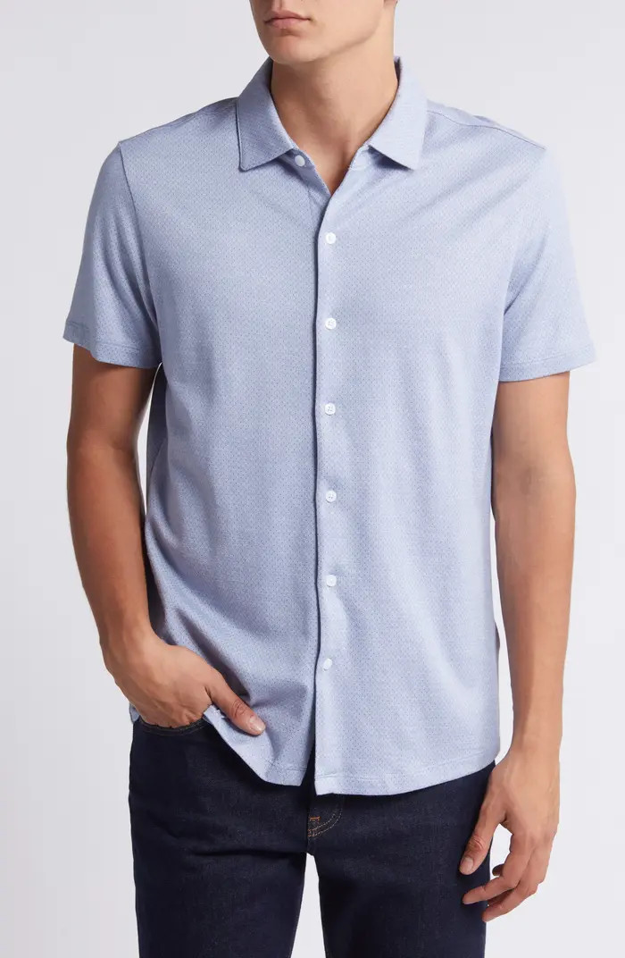 Garth Microdot Short Sleeve Knit Button-Up ShirtRobert Barakett | Nordstrom