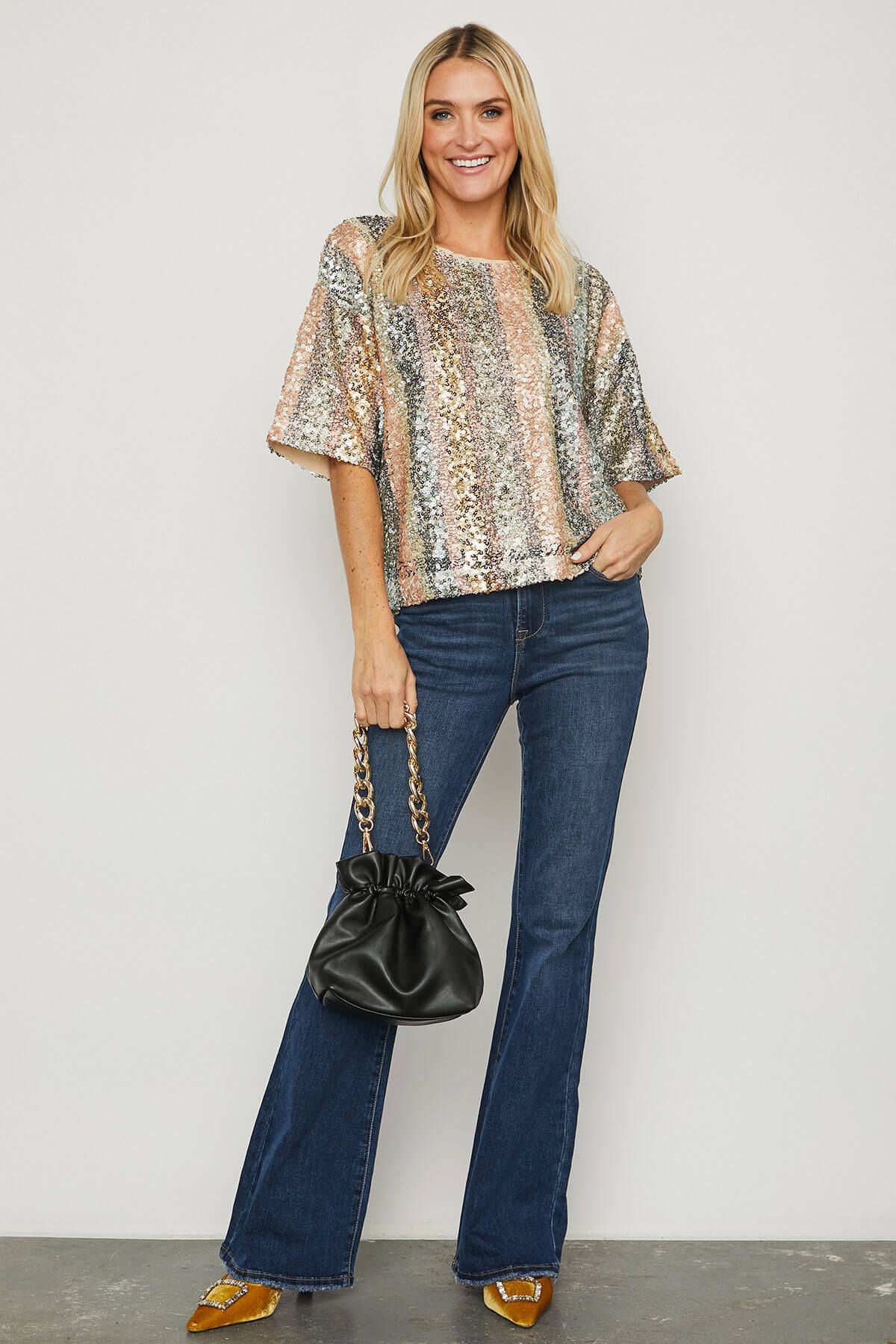 By Together Sequin Short Sleeve Top | Social Threads
