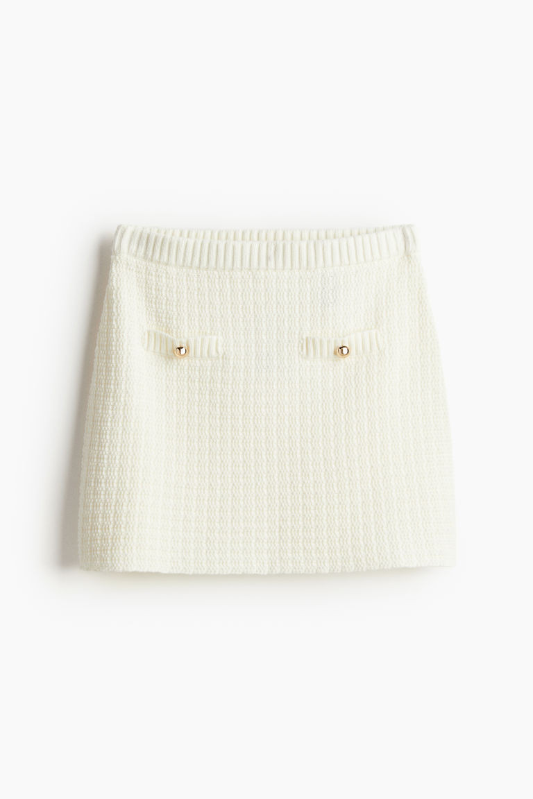 H & M - Textured-knit Skirt - White | H&M (US + CA)