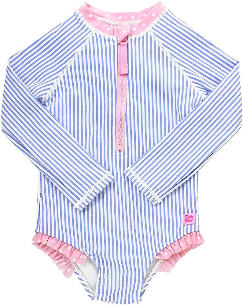 RuffleButts® Girls One Piece Rash Guard Baby Swimsuit UPF 50+ Sun Protection | Amazon (US)