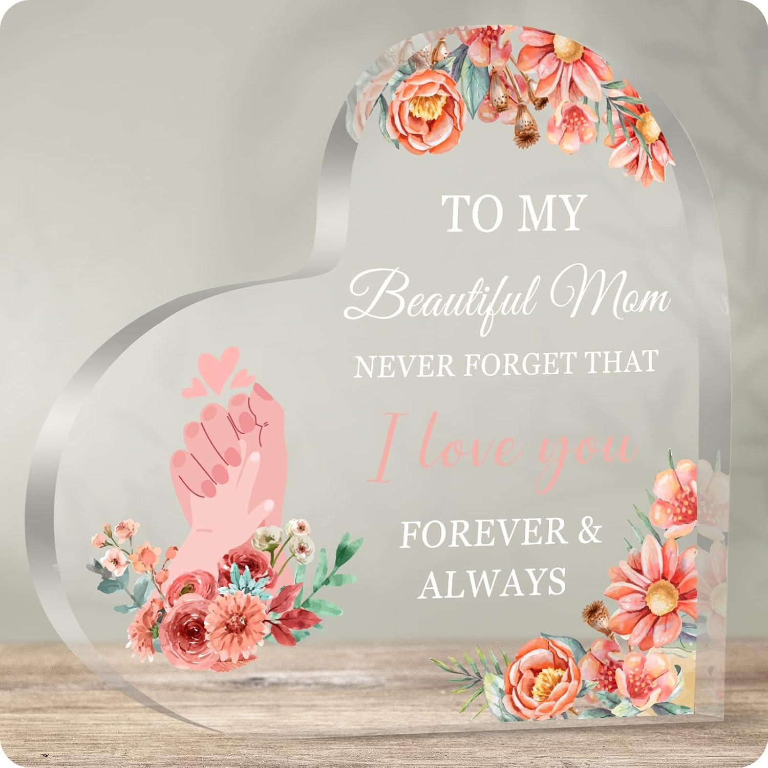 Mom Birthday Gifts for Mom I Love You Mom Mothers Day Gifts Flower Heart Crystal Paperweight for ... | Amazon (US)