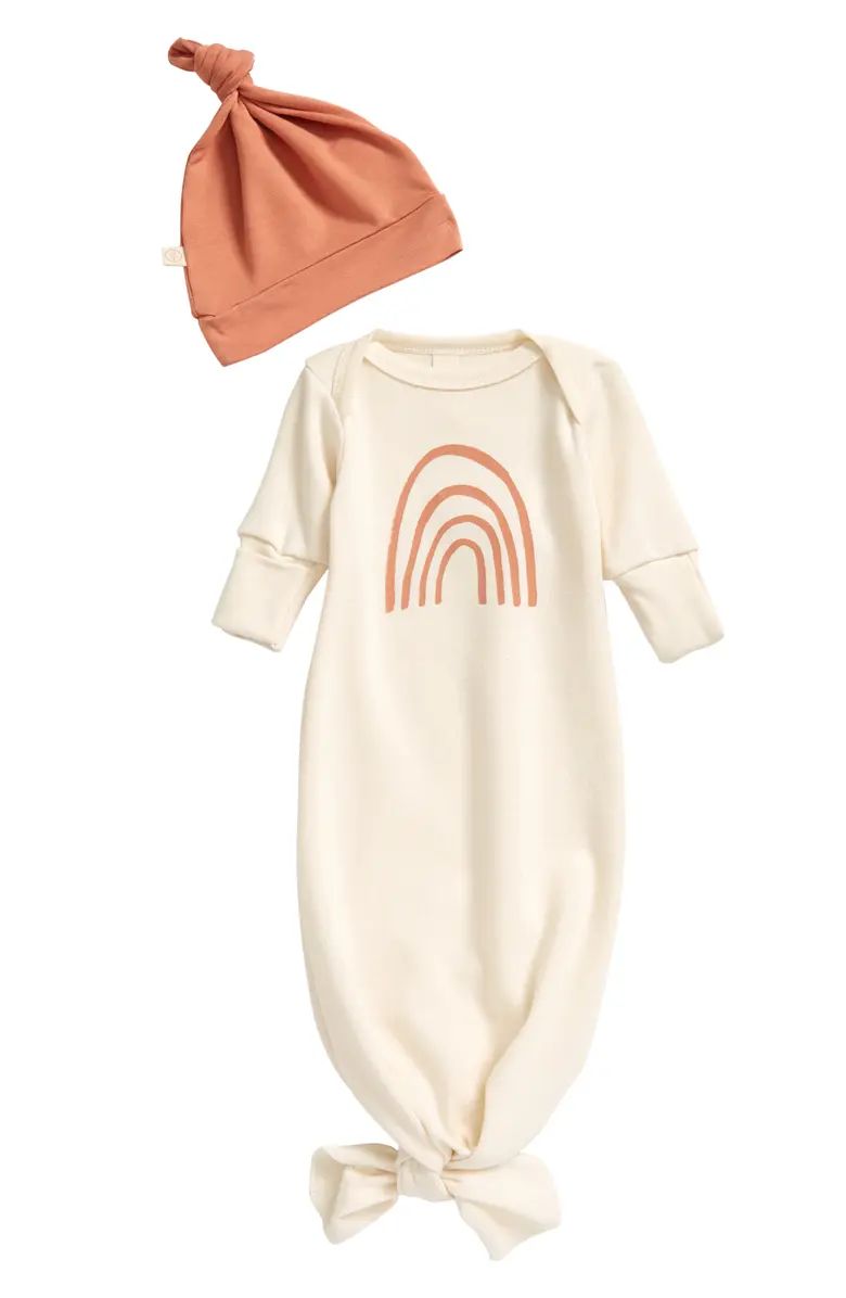 Tenth & Pine Rainbow Organic Cotton Gown & Hat Set (Baby) | Nordstrom | Nordstrom