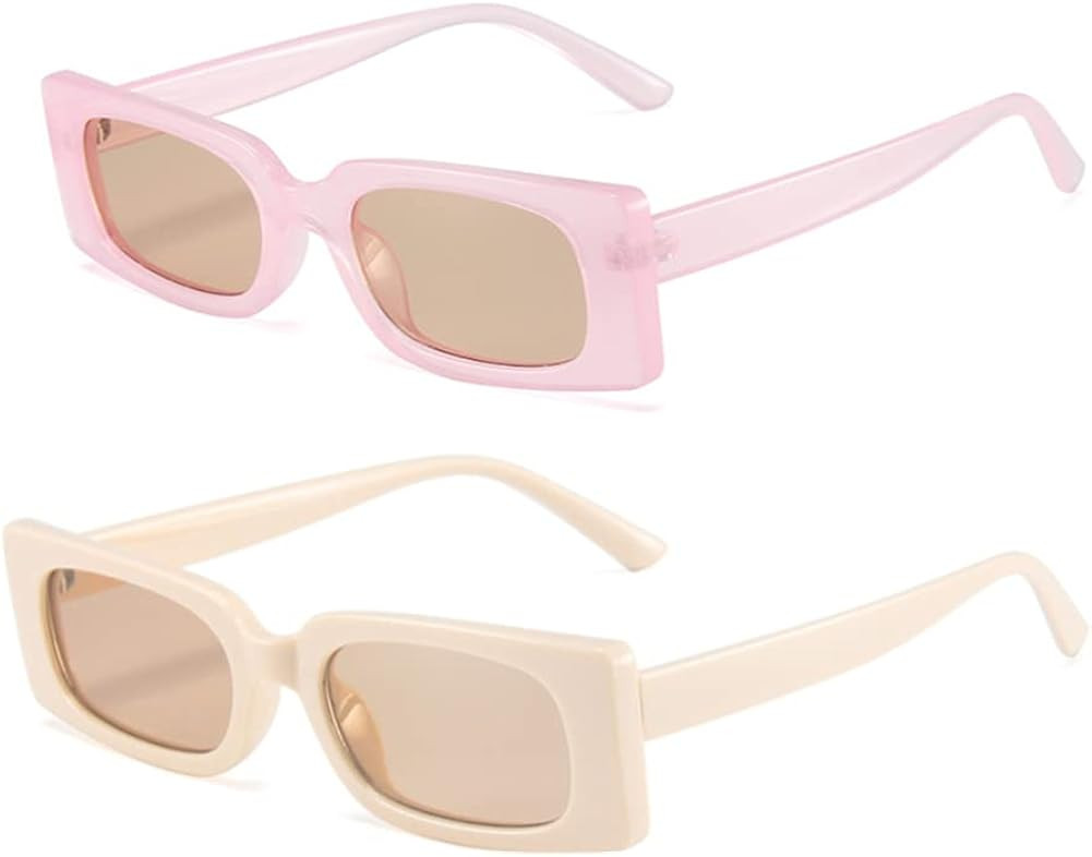 Rectangle Vintage Sunglasses for Women Retro 90s Square Female Chunky Glasses | Amazon (US)