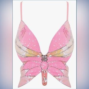 Pink Sequin Butterfly Crop Top | Poshmark