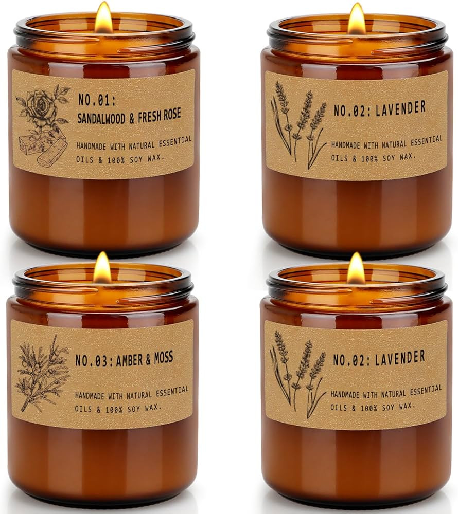 Candles for Home Scented, 4 Pack 28 Oz Candles Gifts for Women, Large Soy Scented Candles, Lavend... | Amazon (US)