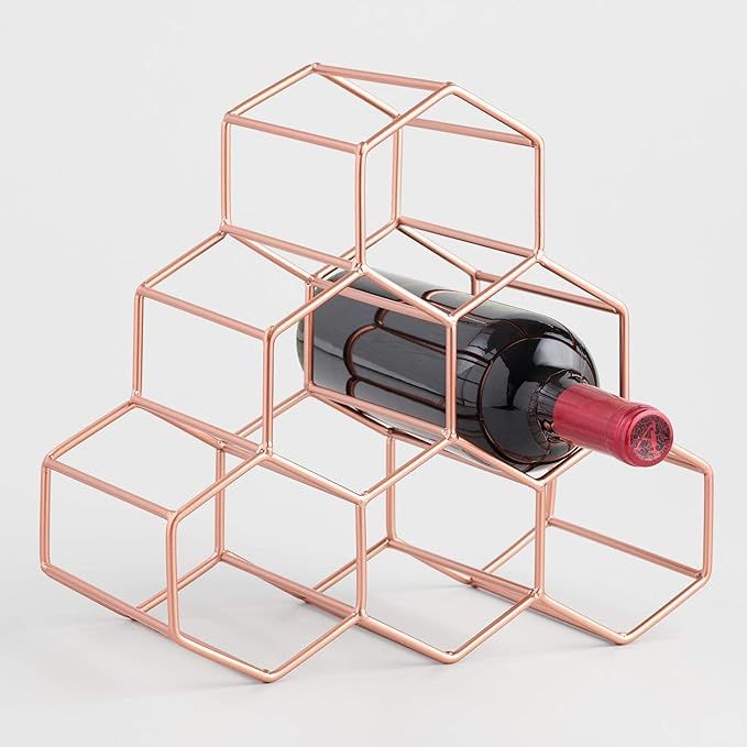 Charmed Hexagon 6 Bottle Wine Rack in Rose Gold | Amazon (US)