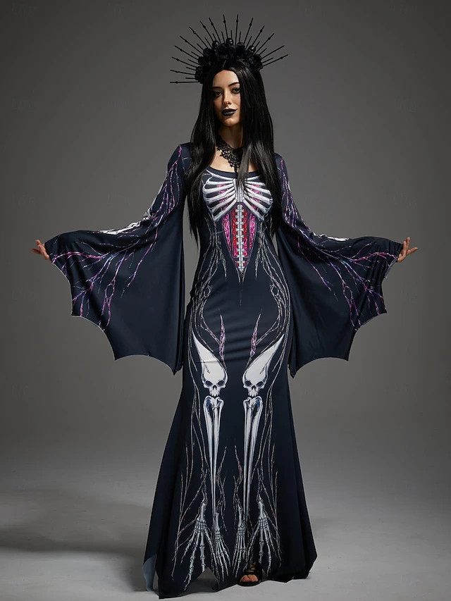 Halloween Costume Ball Gown Mermaid Dresses Witch Skull Skeleton Gothic Horror Movie Gothic Adult... | Lightinthebox