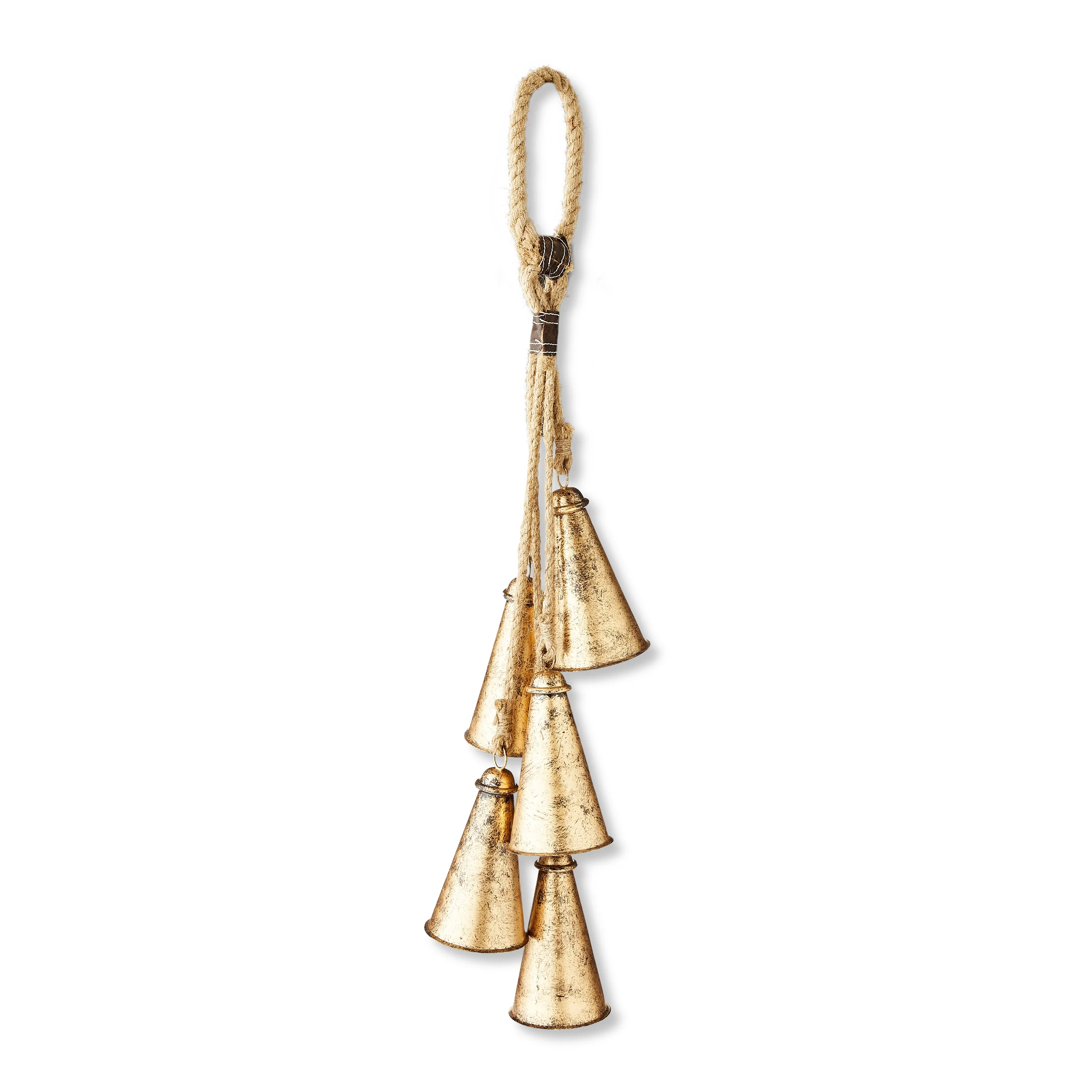 5-Count Metal Hanging Bells Christmas Decoration in Antique Gold Finish, 32 in, by Holiday Time | Walmart (US)