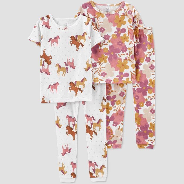 Carter&#39;s Just One You&#174; Toddler Girls&#39; 4pc Horses and Floral Pajama Set - White/Pink ... | Target