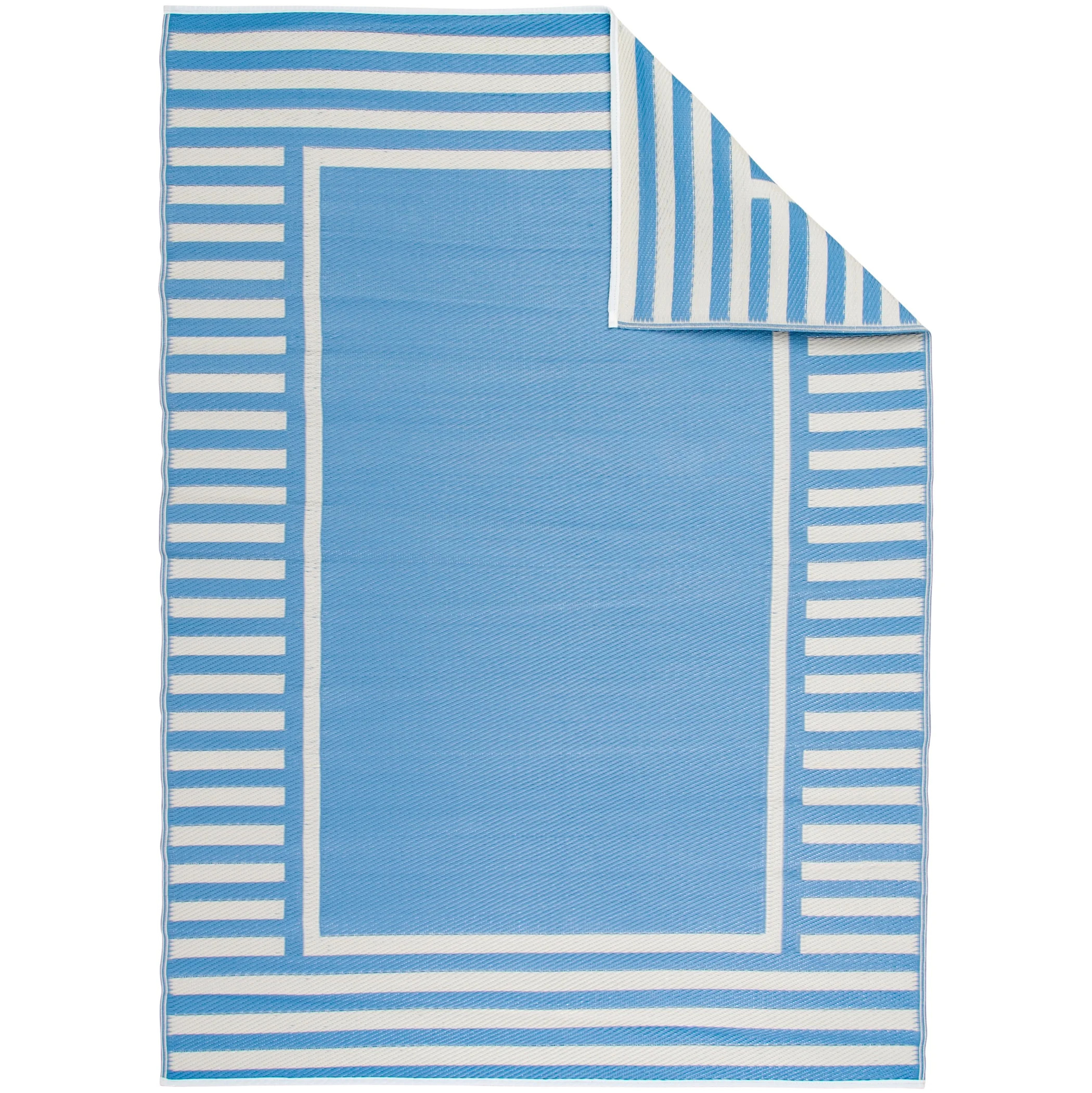 Mainstays Blue Border Stripe Plastic Outdoor Rug, 5'x7' | Walmart (US)
