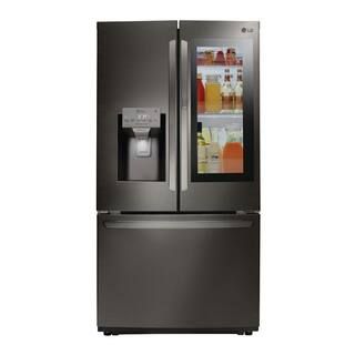 LG 26 cu. ft. French Door Smart Refrigerator w/ InstaView Door-in-Door, Glide N' Serve in PrintProof Black Stainless Steel | The Home Depot