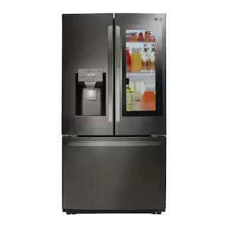 LG 26 cu. ft. French Door Smart Refrigerator w/ InstaView Door-in-Door, Glide N' Serve in PrintProof Black Stainless Steel | The Home Depot