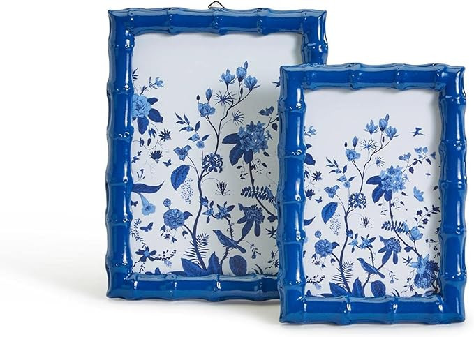 Two's Company Blue Set of 2 Faux Bamboo Photo Frames Includes 2 Sizes | Amazon (US)