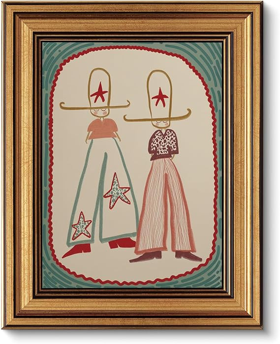 XJYISUO Vintage Gold Framed Wall Art Western Cowboy Wall Decor Trendy Cowgirl Canvas Art Southwes... | Amazon (US)