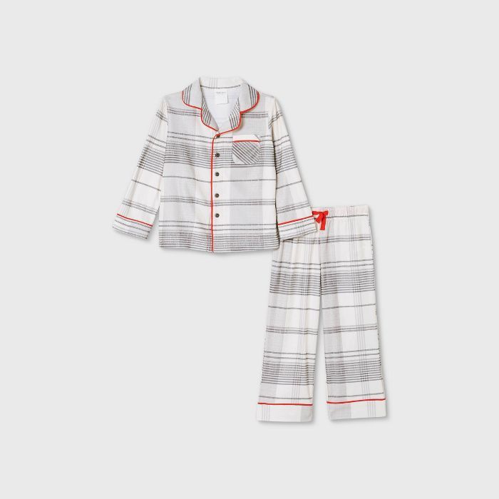 Toddler Holiday Plaid with Trim 2pc Pajama Set Gray/Red - Hearth & Hand™ with Magnolia | Target