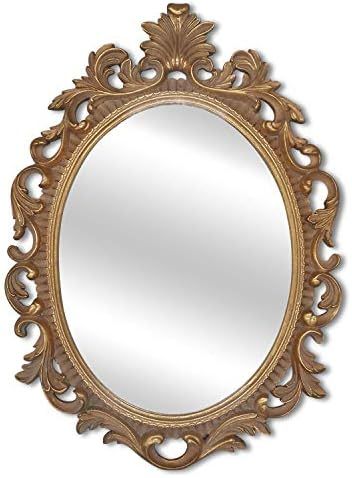 Oval Mirror Baroque Style Decorative Mirrors for Wall, 17 x 12 inches, Gold, Vintage Decor | Amazon (US)