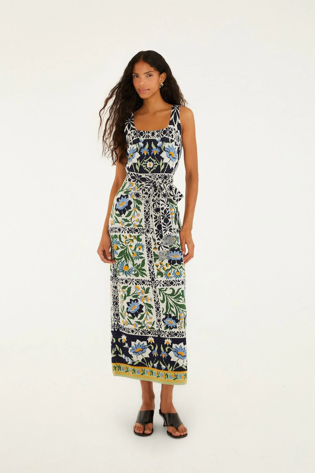 Black Manoela Belted Knit Midi Dress | FARM Rio | FarmRio (US)