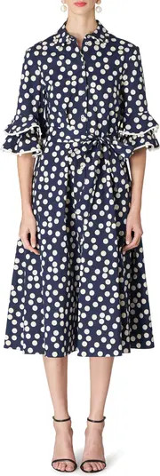 Carolina Herrera Polka Dot Stretch Cotton Shirtdress | Nordstrom | Nordstrom