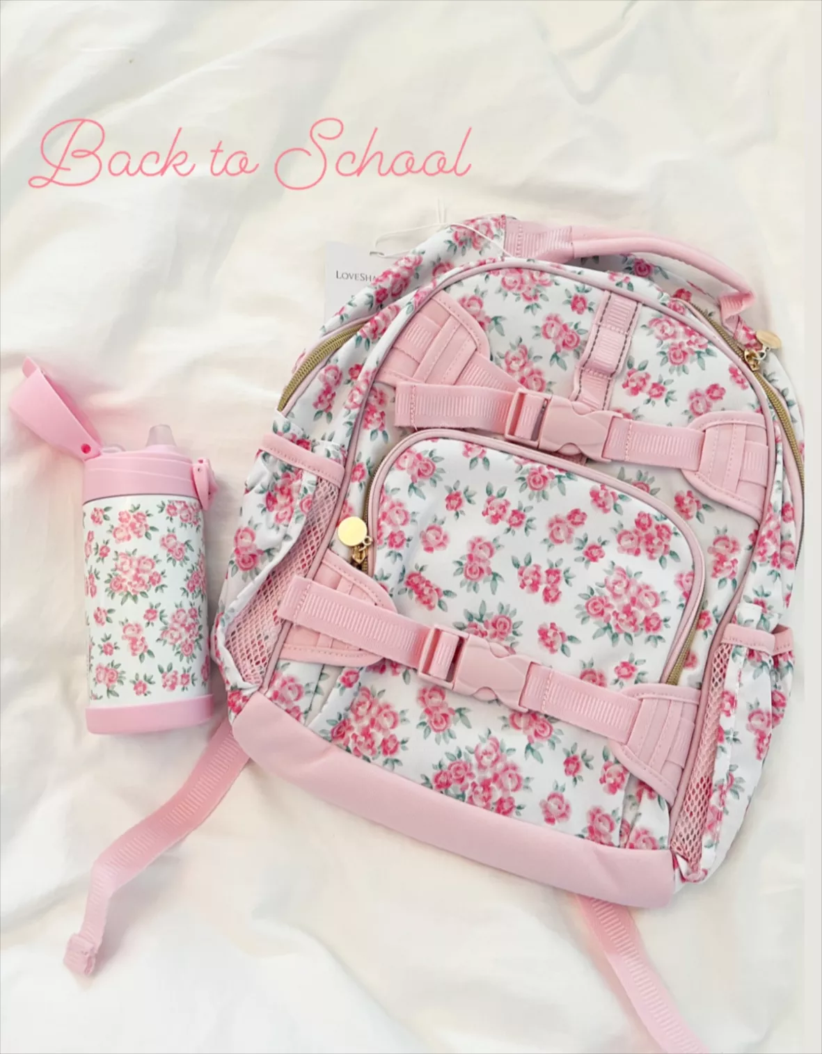 Mackenzie LoveShackFancy Cabbage Rose Backpack & Lunch Bundle, Set