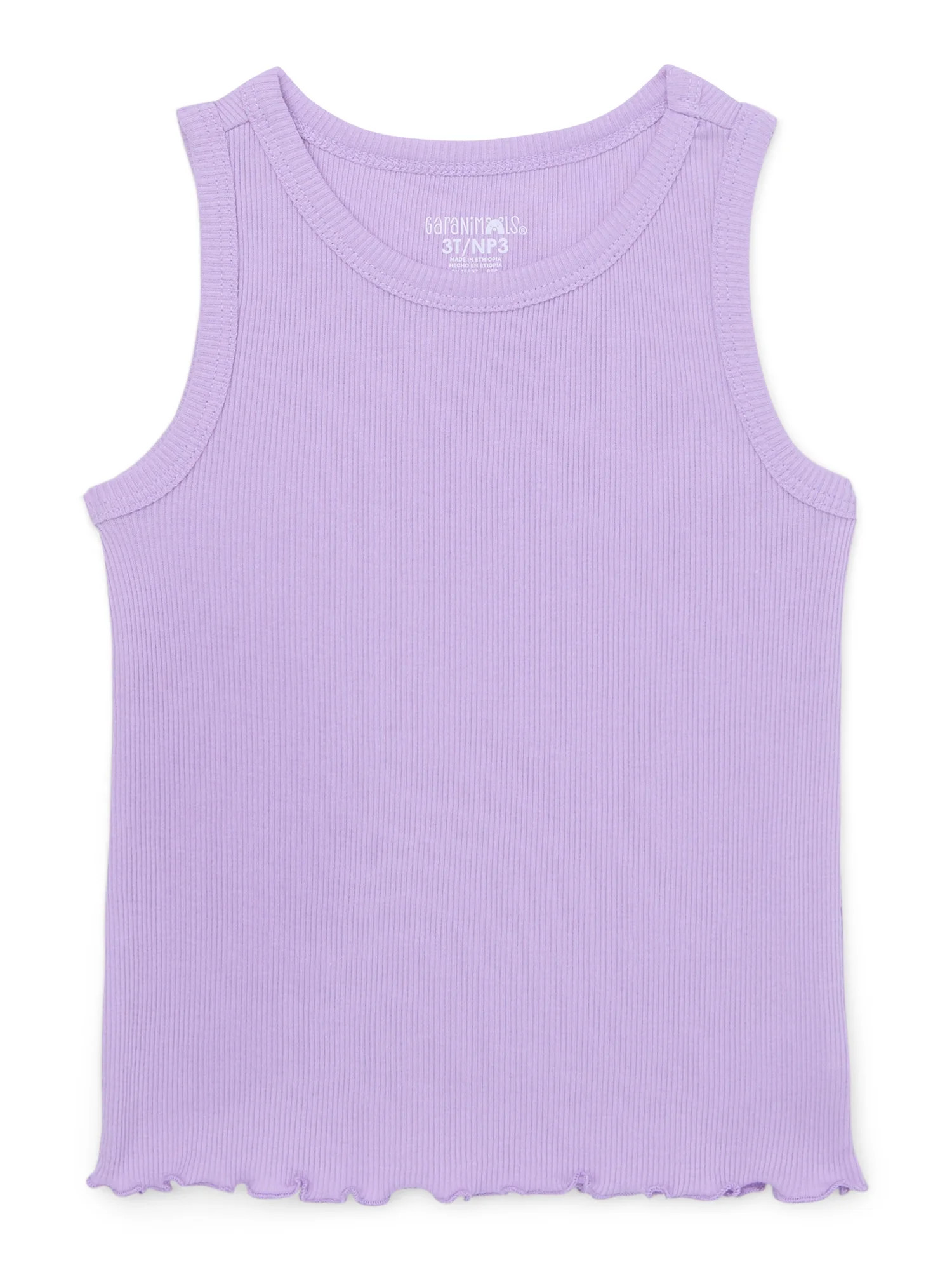 Garanimals Toddler Girl Solid Rib Tank with Lettuce Hem, Sizes 18M-5T | Walmart (US)